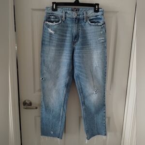 Abercrombie & Fitch Light Blue Distressed Mom Jeans Size 28/6